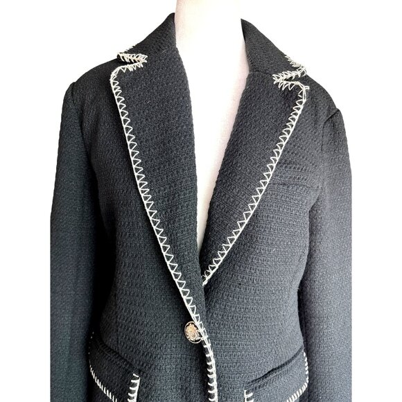 7 For All Mankind Dress Blazer Size Medium Crest Shank Buttons Black Formal 7FAM - Picture 3 of 10
